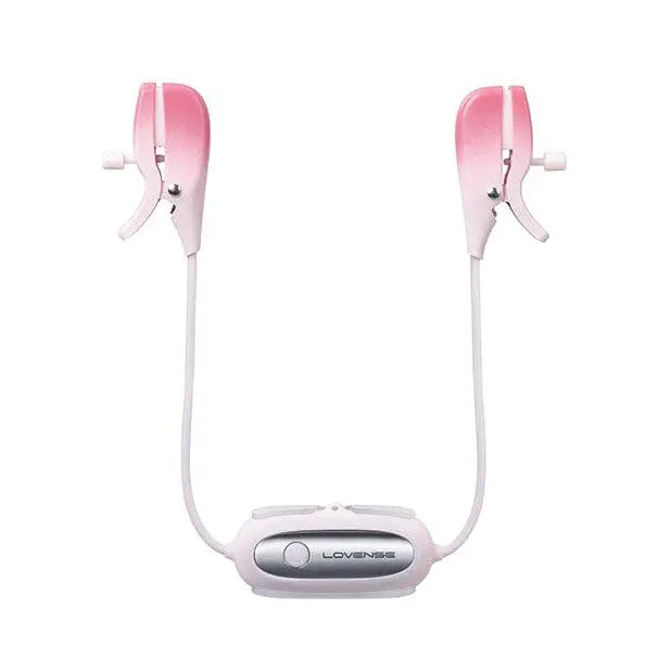 Pink and white vibrating nipple clamps from Lovense Gemini with app control