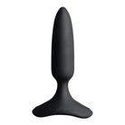 Black silicone Lovense Hush 2 teledildonic butt plug on display