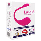 Close up of Lovense Lush 2.0 Rechargeable Vibrator with App Control box and pink device