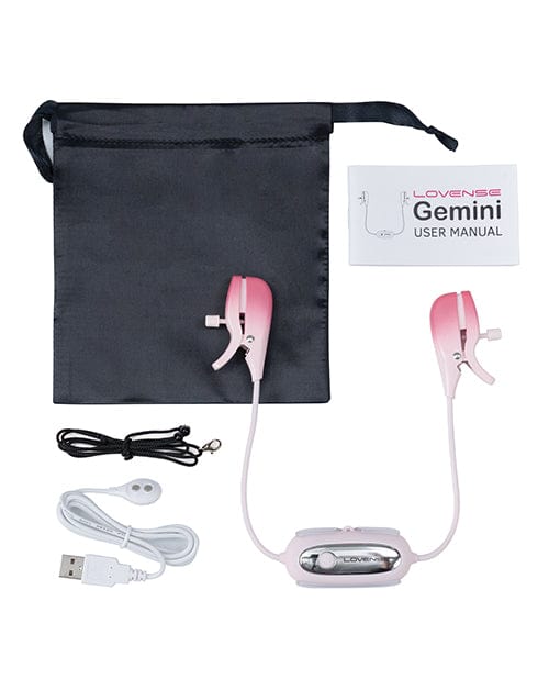 Lovense Nipple Clamp Pink Lovense Gemini Vibrating Nipple Clamps with App Control at the Haus of Shag