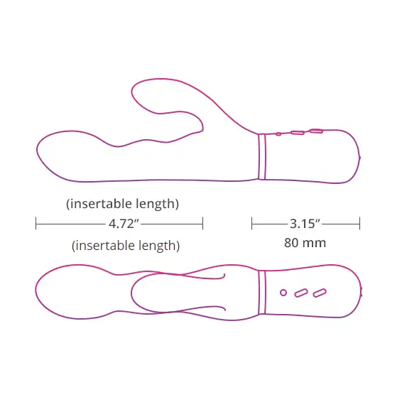 Size of the Lovense Nora Rechargeable Rabbit with App Control displayed