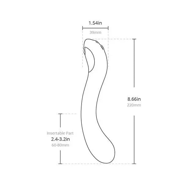 Detailed dimensions of a woman’s body with the Lovense Osci 2 rechargeable G spot vibrator