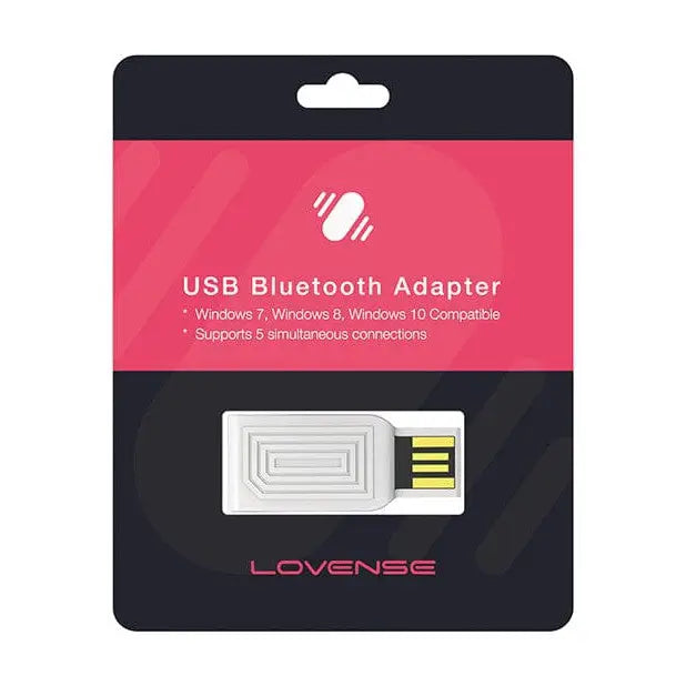 Lovense USB Bluetooth Adapter close-up with a pink background for camming