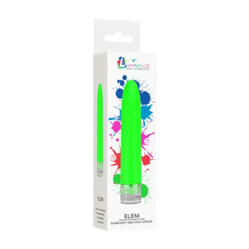 Luminous Eleni 10-Speed Slimline Vibrator in Green with sleek design and green pen box