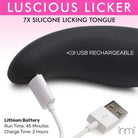 Black silicone licking tongue with USB charging from ’Luscious Licker 7x’ collection