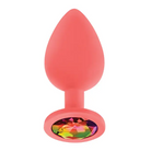 Luv Inc Jp32 Jeweled Medium Plug Silicone with 3-Piece Interchangeable Gems - Butt Plug