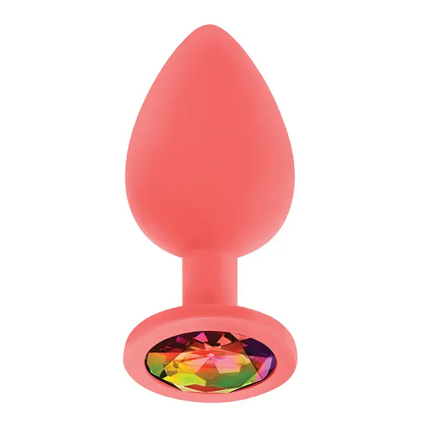 Luv Inc Jp32 Jeweled Medium Plug Silicone with 3-Piece Interchangeable Gems - Butt Plug