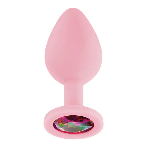 Luv Inc Jp32 Jeweled Medium Plug Silicone with 3-Piece Interchangeable Gems - Butt Plug