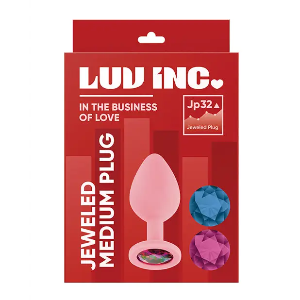 Luv Inc Jp32 Jeweled Medium Plug Silicone with 3-Piece Interchangeable Gems - Pink / Medium - Butt Plug