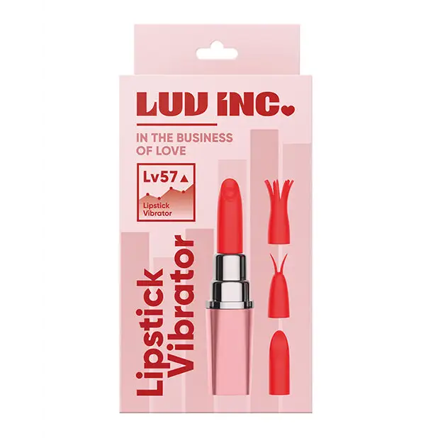 Luv Inc Lv57 Lipstick Vibrator Rechargeable Silicone Discreet Bullet with 3 Attachments - Pink - Bullet Vibrator