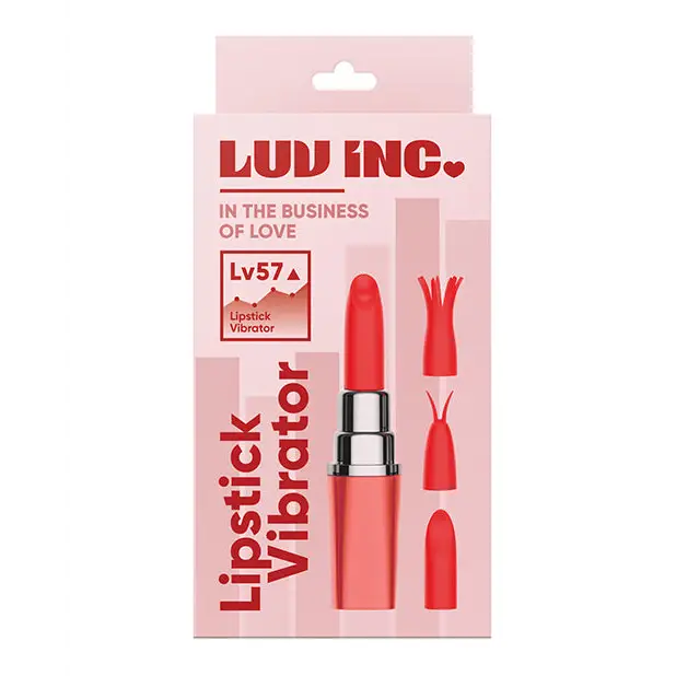 Luv Inc Lv57 Lipstick Vibrator Rechargeable Silicone Discreet Bullet with 3 Attachments - Orange - Bullet Vibrator