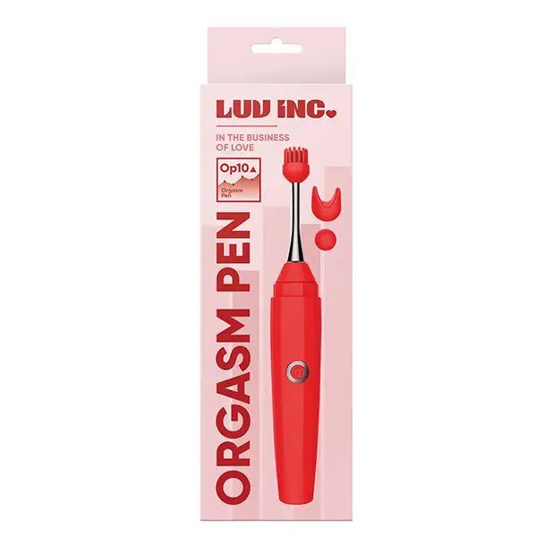 Luv Inc Op10 Orgasm Pen Rechargeable Pinpoint Vibrator with 3 Attachments - Red - Wand