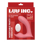 Luv Inc Pv71 Insertable Panty Vibrator Rechargeable Remote-Controlled Silicone Wearable Dual Stimulator - Dark Pink