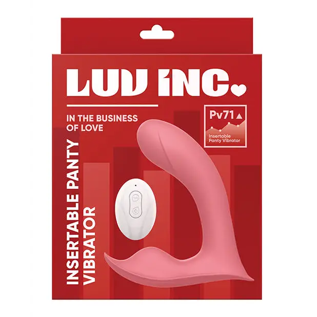 Luv Inc Pv71 Insertable Panty Vibrator Rechargeable Remote-Controlled Silicone Wearable Dual Stimulator - Dark Pink