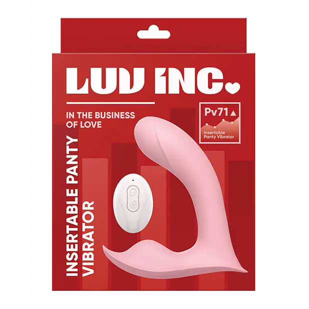 Luv Inc Pv71 Insertable Panty Vibrator Rechargeable Remote-Controlled Silicone Wearable Dual Stimulator - Light Pink