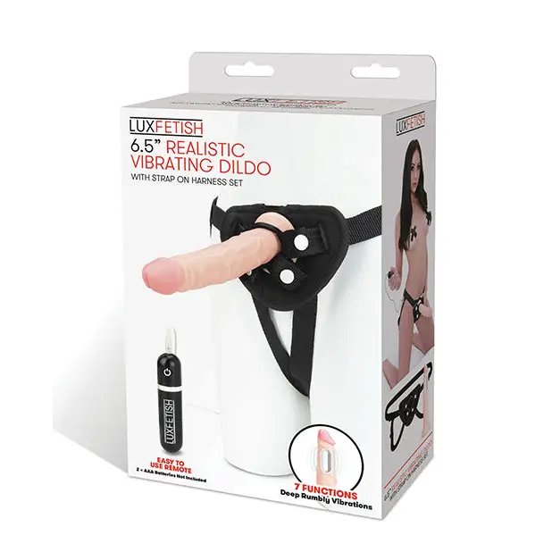 Lux Fetish 6.5’’ Realistic Vibrating Dildo W/strap On Harness Set - Strap On Harness