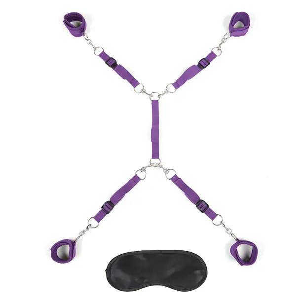 Lux Fetish 7-Piece Bed Spreader Playful Restraint System Purple - Bed Restraint