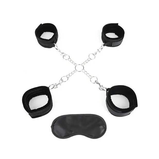 Lux Fetish Deluxe Chain Hog Tie with 4-Piece Cuff Set - Full Body Restraint