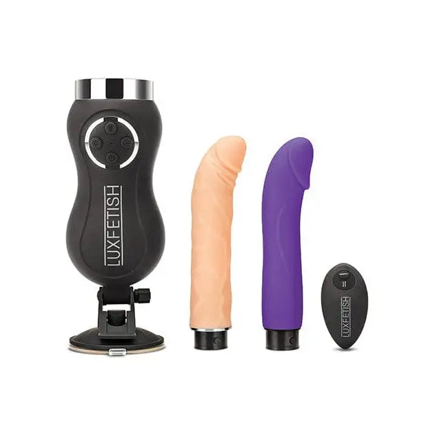 Lux Fetish Thrusting Machine Black Lux Fetish Rechargeable Thrusting Compact Sex Machine with Remote at the Haus of Shag