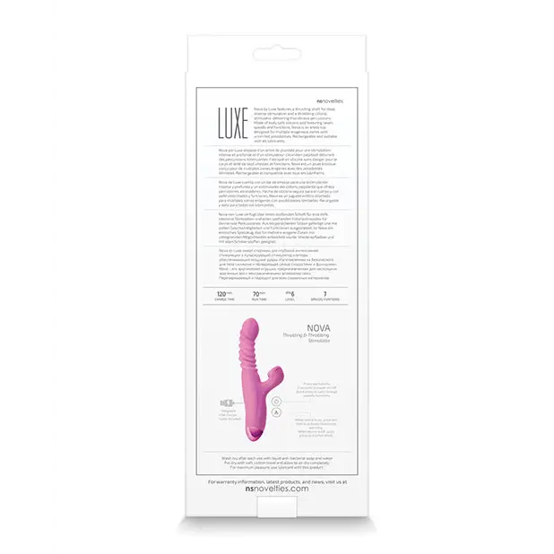 Luxe Nova Rechargeable Thrusting & Throbbing Stimulator Pink - Wearable Vibrator