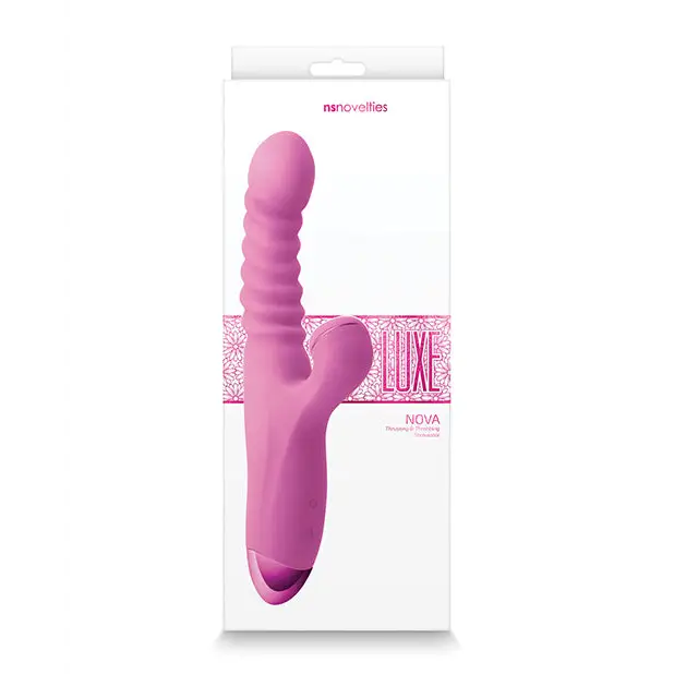 Luxe Nova Rechargeable Thrusting & Throbbing Stimulator Pink - Pink - Wearable Vibrator