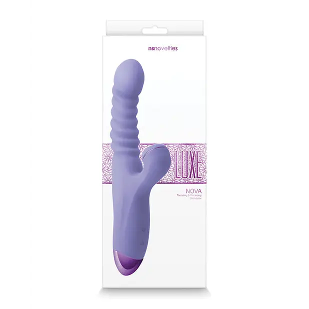 Luxe Nova Rechargeable Thrusting & Throbbing Stimulator Pink - Purple - Wearable Vibrator