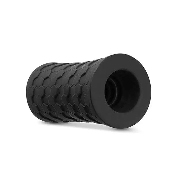 Elite Platinum ’Hekx’ silicone stroker: Black textured foam roller