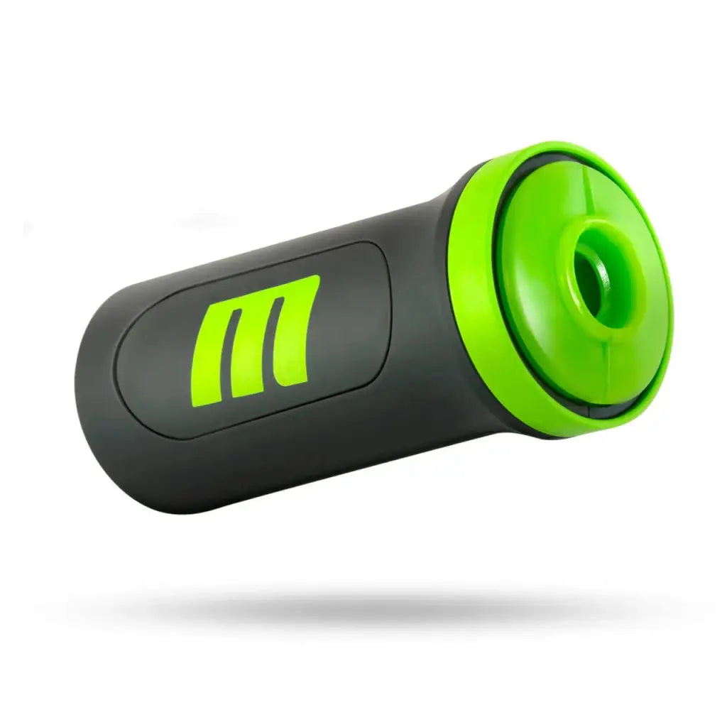 Blush M For Men ’M2’ Superior Stroker - Black & Neon Green Cylindrical Device with Logo