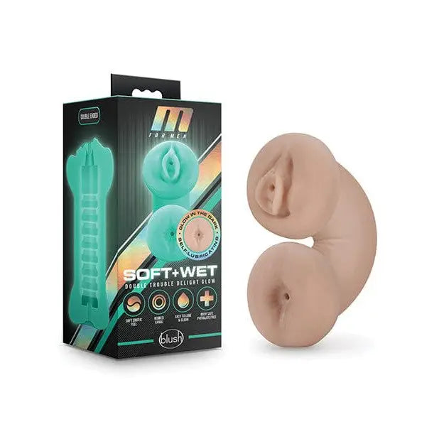 Blush M For Men Soft And Wet Double Trouble Glow In The Dark Stroker with silicone device