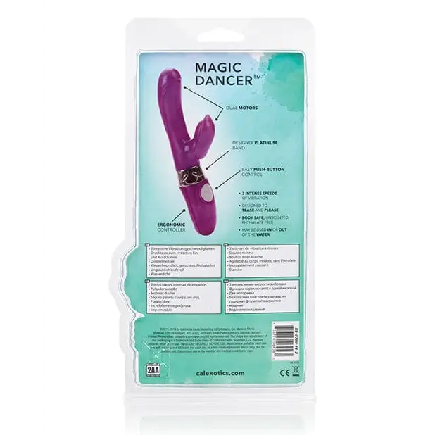 Purple plastic Magic Dancer Rabbit, a magic vibrating device, displayed for sale