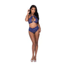 Magic Silk Berrylicious Halter & Lace Up Panty Set Blueberry L/XL - Lingerie Set