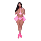 Magic Silk Hard Candy Halter Bra Skirt & Thong Pink Queen Size - Lingerie Set