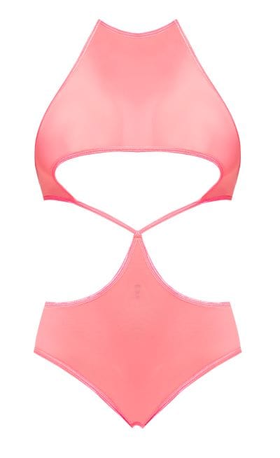 Magic Silk Lingerie Holiday Items Forever Mesh Underboob Teddy Coral 2xl at the Haus of Shag
