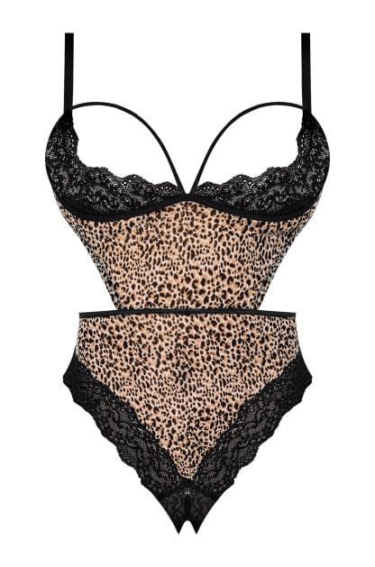 Magic Silk Lingerie Lingerie & Clothing Purrfect Half Cup Teddy W/ Split Crotch Leopard at the Haus of Shag