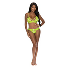 Magic Silk Strap Tease Bra & Crotchless Panty Set Orange S/M - Neon Yellow / Small/Medium - Lingerie Set