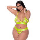 Magic Silk Strap Tease Bra & Crotchless Panty Set Yellow Queen - Yellow / One Size Fits Most (Queen) - Lingerie Set