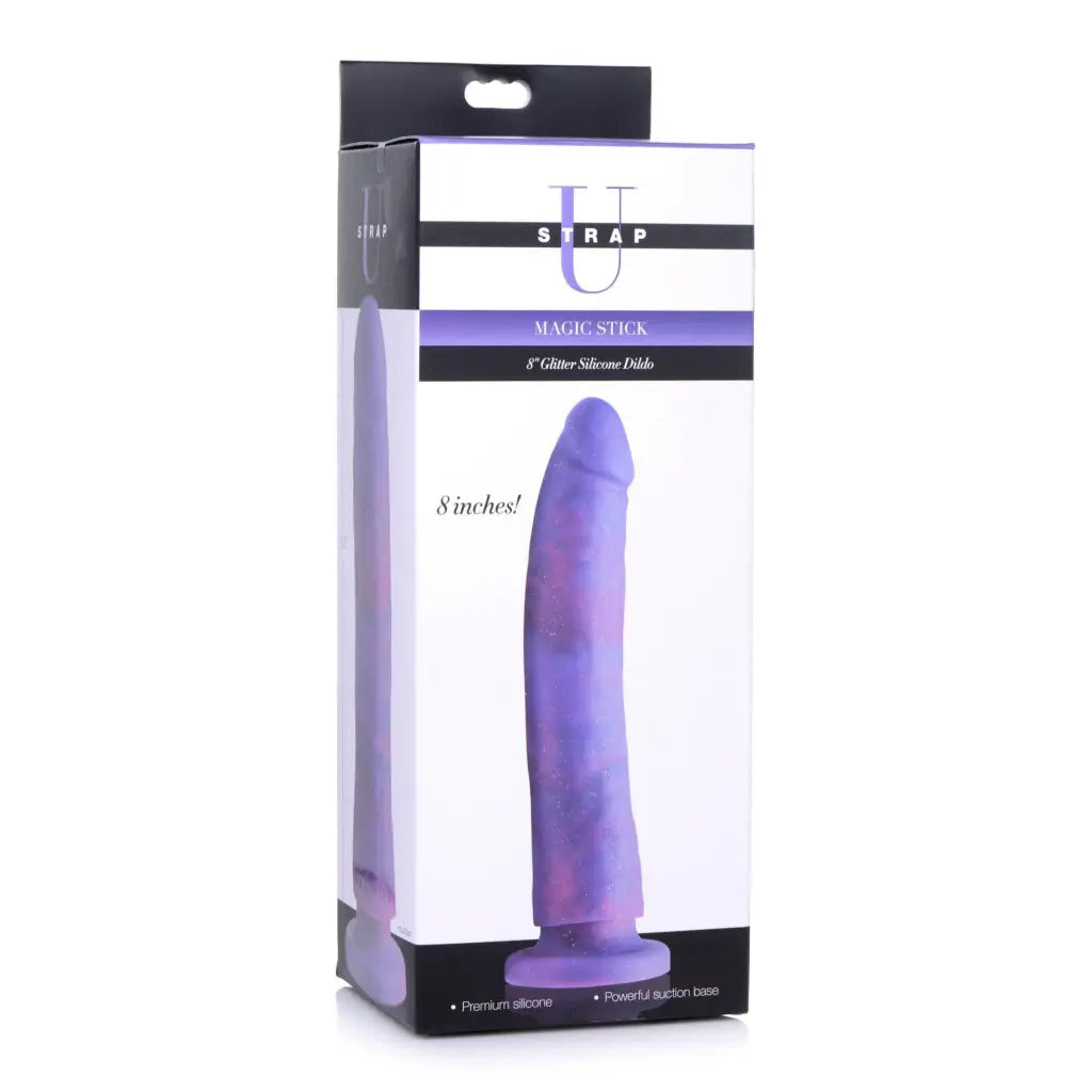 Magic Stick Glitter Silicone Dildo - Purple Vibrating Dil for Pleasure