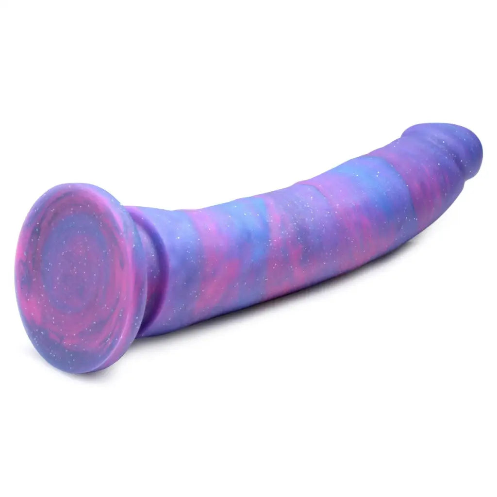 Magic Stick Glitter Silicone Dildo in Stunning Purple and Blue Galaxy Colors