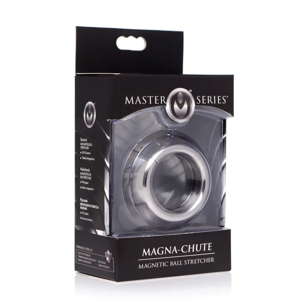 Close up of Magna-chute Magnetic Ball Stretcher with magnifying device in box