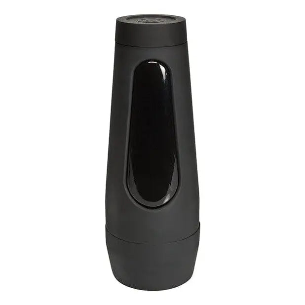 Sleek black water bottle with an elongated oval window - Main Squeeze Girls @lexi2legit