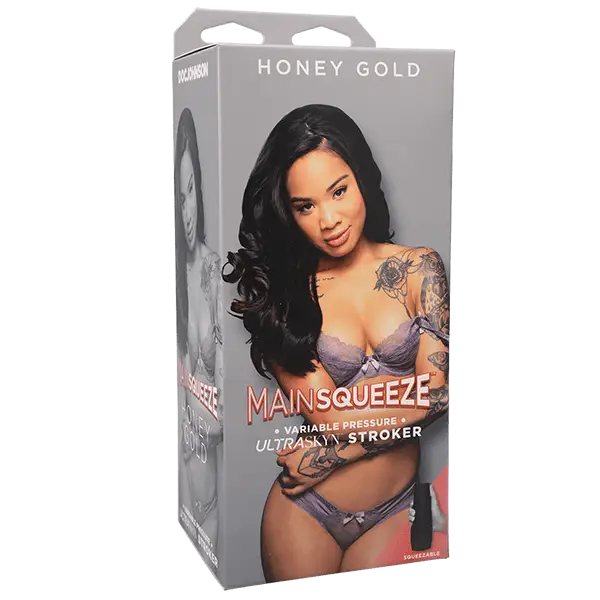 Product packaging for Main Squeeze Honey Gold with woman in lingerie on the box