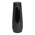 Main Squeeze Ultraskyn Pussy Stroker with sleek black water bottle, oval window design