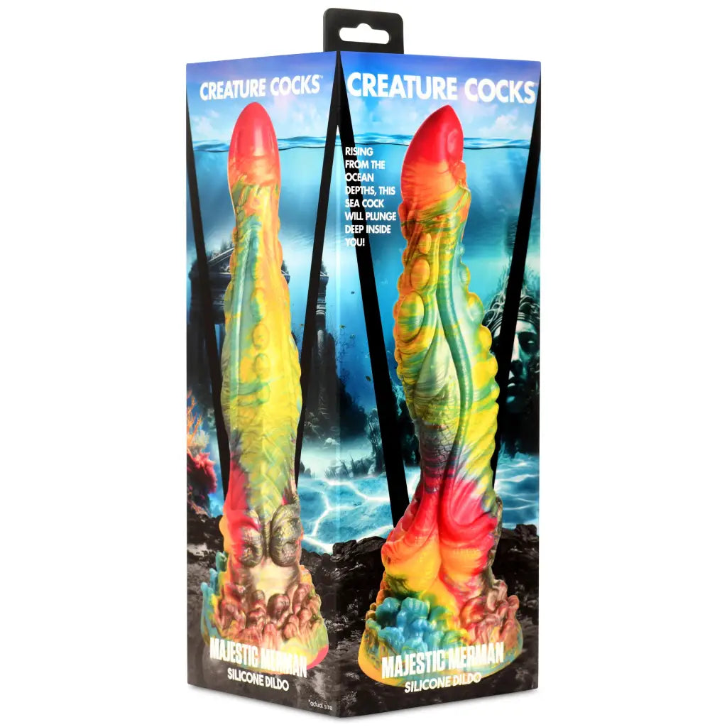 Creature Cocks Majestic Merman Silicone Dildo with suction cup base, underwater design