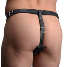 STRICT Lower Body Harness Male Cock Ring Harness With Silicone Anal Plug at the Haus of Shag