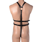 A close-up of a mannequin torso displaying a Male Full Body Harness for maximum circumference