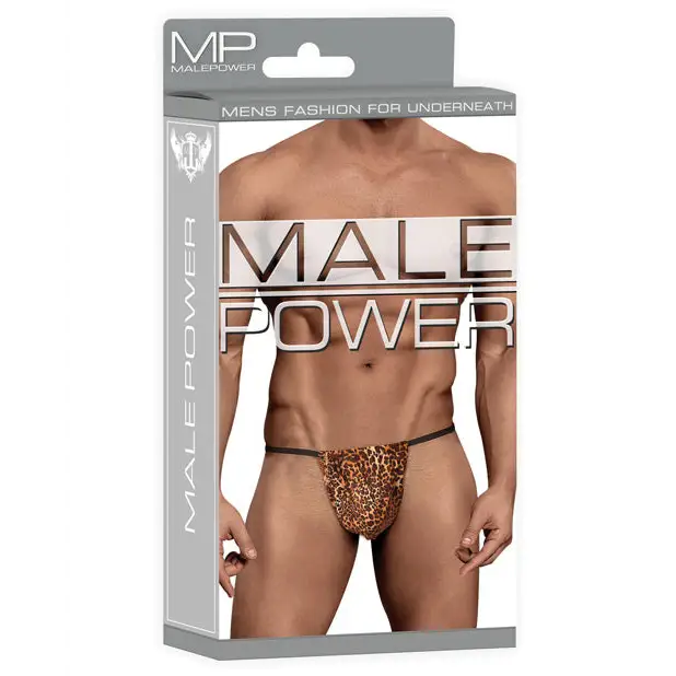 Male Power Animal Posing Strap Brown Leopard OS - G-String