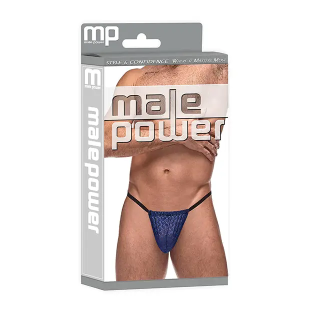 Male Power Diamond Mesh Posing Strap Nav 1SZ - G-String