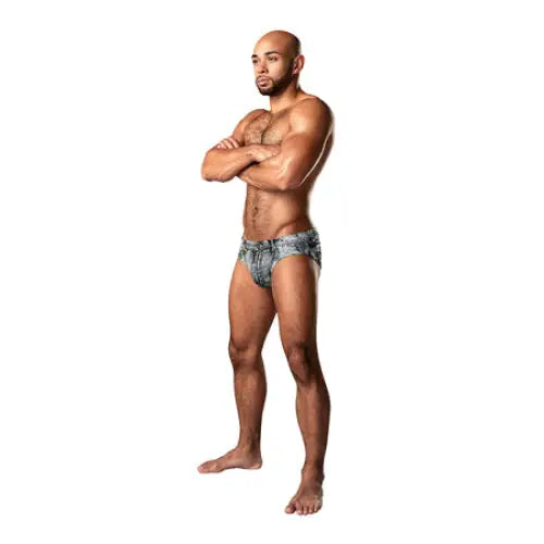 Male Power Dirty Denim Bikini Denim Print M - Lingerie Clothing and Accessories