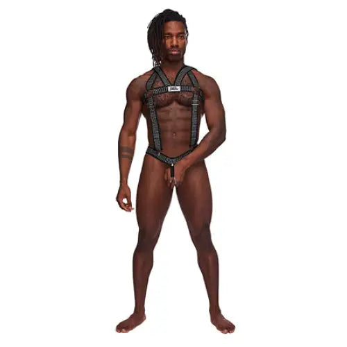 Male Power Elastic Harness with Ring BlackOS - Cock Ring