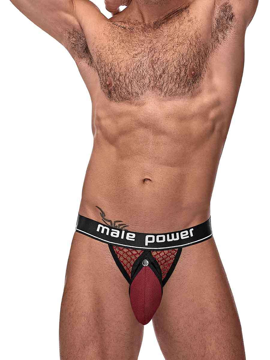 Male Power Jock Strap Burgundy / L/XL Cock Pit Cock Ring Jock at the Haus of Shag